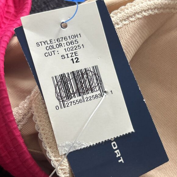 Ralph Lauren Sport Swimsuit Womens 12 One Piece Bathing Hot Pink Vintage USA New - Picture 9 of 10